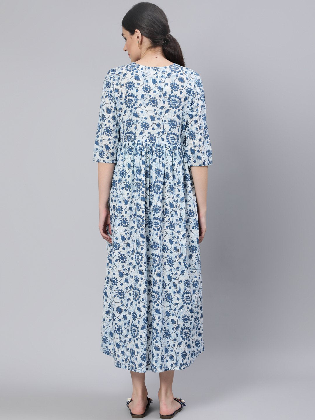 Buy Moms Maternity Bell Sleeve Net Fit & Flare Maxi Dress - Dresses for  Women 23308012 | Myntra